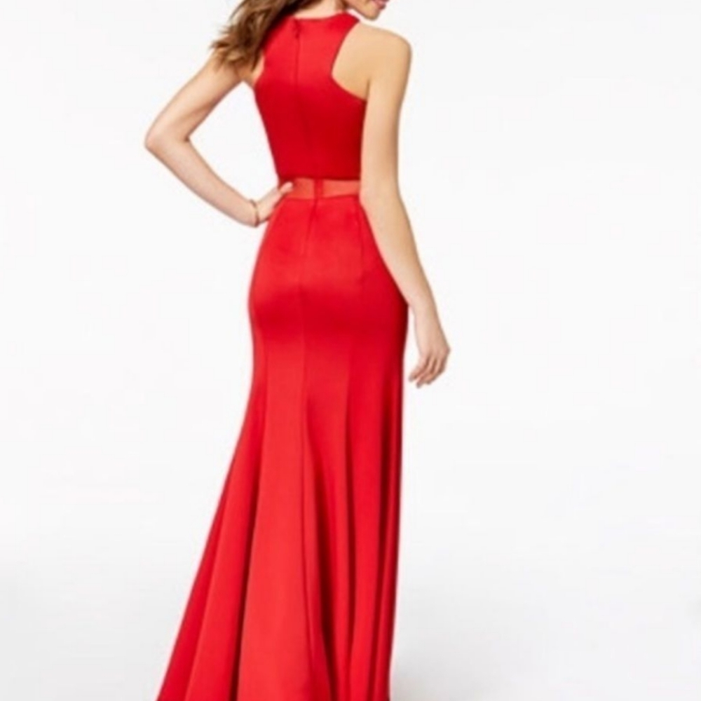 As U Wish Red Semi Sheer Maxi Dress Size  7 - Picture 2 of 10